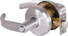 Stanley - Grade 2 Privacy Lever Lockset - 2-3/4" Back Set, Keyless Cylinder, Brass Alloy, Satin Chrome Finish - Americas Industrial Supply