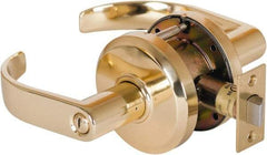 Stanley - Grade 2 Privacy Lever Lockset - 2-3/4" Back Set, Keyless Cylinder, Brass Alloy, Bright Brass Finish - Americas Industrial Supply