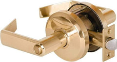 Stanley - Grade 2 Privacy Lever Lockset - 2-3/4" Back Set, Keyless Cylinder, Brass Alloy, Bright Brass Finish - Americas Industrial Supply