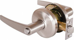 Stanley - Grade 2 Privacy Lever Lockset - 2-3/4" Back Set, Keyless Cylinder, Brass Alloy, Nickel Finish - Americas Industrial Supply