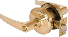 Stanley - Grade 2 Privacy Lever Lockset - 2-3/4" Back Set, Keyless Cylinder, Brass Alloy, Bright Brass Finish - Americas Industrial Supply