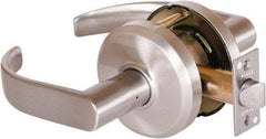 Stanley - Grade 2 Passage Lever Lockset - 2-3/4" Back Set, Keyless Cylinder, Brass Alloy, Nickel Finish - Americas Industrial Supply