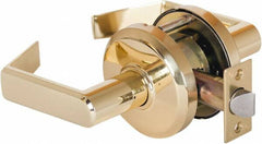 Stanley - Grade 2 Passage Lever Lockset - 2-3/4" Back Set, Keyless Cylinder, Brass Alloy, Bright Brass Finish - Americas Industrial Supply