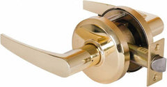 Stanley - Grade 2 Passage Lever Lockset - 2-3/4" Back Set, Keyless Cylinder, Brass Alloy, Bright Brass Finish - Americas Industrial Supply