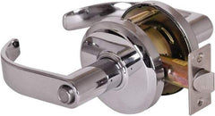 Stanley - Grade 2 Privacy Lever Lockset - 2-3/4" Back Set, Keyless Cylinder, Brass Alloy, Bright Chrome Finish - Americas Industrial Supply