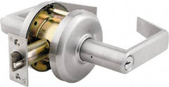 Stanley - Grade 2 Entrance Lever Lockset - 2-3/4" Back Set, Key In Lever Cylinder, Brass Alloy, Satin Chrome Finish - Americas Industrial Supply