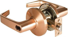 Best - Grade 1 Entrance Lever Lockset - 2-3/4" Back Set, Key In Lever Cylinder, Brass Alloy, Satin Bronze Finish - Americas Industrial Supply
