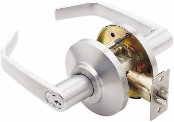 Best - Grade 2 Entrance Lever Lockset - 2-3/4" Back Set, Key In Lever Cylinder, Brass Alloy, Satin Chrome Finish - Americas Industrial Supply