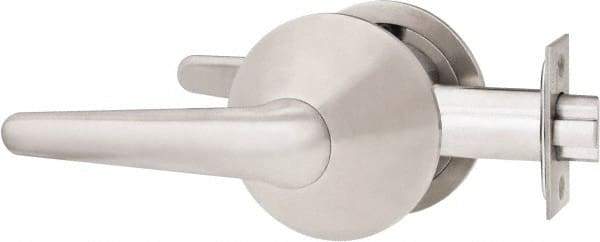 Stanley - Grade 1 Passage Lever Lockset - 2-3/4" Back Set, Keyless Cylinder, Brass Alloy, Stainless Steel Finish - Americas Industrial Supply