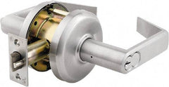 Stanley - Grade 2 Storeroom Lever Lockset - 2-3/4" Back Set, Key In Lever Cylinder, Brass Alloy, Satin Chrome Finish - Americas Industrial Supply