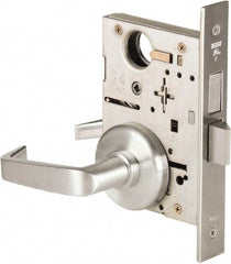 Best - Grade 1 Privacy Lever Lockset - 2-3/4" Back Set, Keyless Cylinder, Brass Alloy, Satin Chrome Finish - Americas Industrial Supply