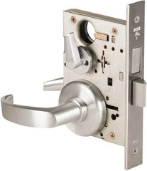 Best - Grade 1 Privacy Lever Lockset - 2-3/4" Back Set, Keyless Cylinder, Brass Alloy, Satin Chrome Finish - Americas Industrial Supply