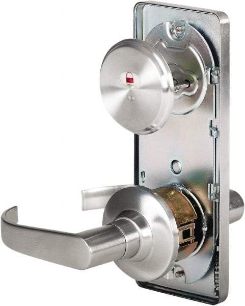Stanley - Grade 2 Passage Lever Lockset - 2-3/4" Back Set, Keyless Cylinder, Brass Alloy, Satin Chrome Finish - Americas Industrial Supply