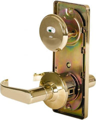 Stanley - Grade 2 Passage Lever Lockset - 2-3/4" Back Set, Keyless Cylinder, Brass Alloy, Bright Brass Finish - Americas Industrial Supply