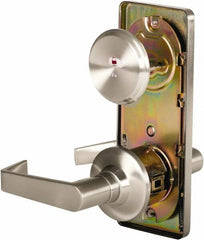 Stanley - Grade 2 Passage Lever Lockset - 2-3/4" Back Set, Keyless Cylinder, Brass Alloy, Nickel Finish - Americas Industrial Supply