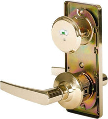 Stanley - Grade 2 Passage Lever Lockset - 2-3/4" Back Set, Keyless Cylinder, Brass Alloy, Bright Brass Finish - Americas Industrial Supply