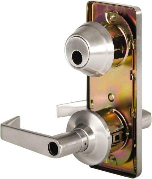 Stanley - Grade 2 Entry Lever Lockset - 2-3/4" Back Set, Key In Lever Cylinder, Brass Alloy, Satin Chrome Finish - Americas Industrial Supply