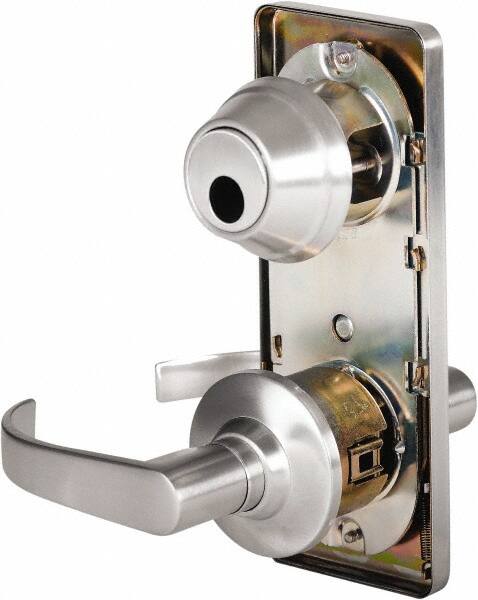 Stanley - Grade 2 Passage Lever Lockset - 2-3/4" Back Set, Keyless Cylinder, Brass Alloy, Satin Chrome Finish - Americas Industrial Supply