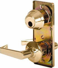 Stanley - Grade 2 Passage Lever Lockset - 2-3/4" Back Set, Keyless Cylinder, Brass Alloy, Bright Brass Finish - Americas Industrial Supply