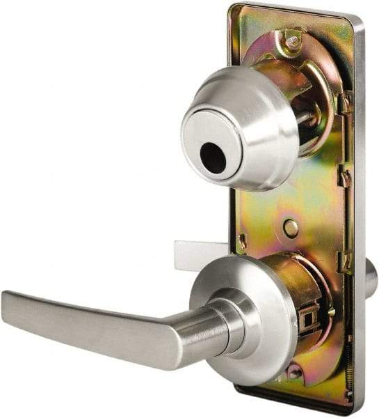 Stanley - Grade 2 Passage Lever Lockset - 2-3/4" Back Set, Keyless Cylinder, Brass Alloy, Satin Chrome Finish - Americas Industrial Supply