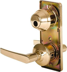 Stanley - Grade 2 Passage Lever Lockset - 2-3/4" Back Set, Keyless Cylinder, Brass Alloy, Bright Brass Finish - Americas Industrial Supply
