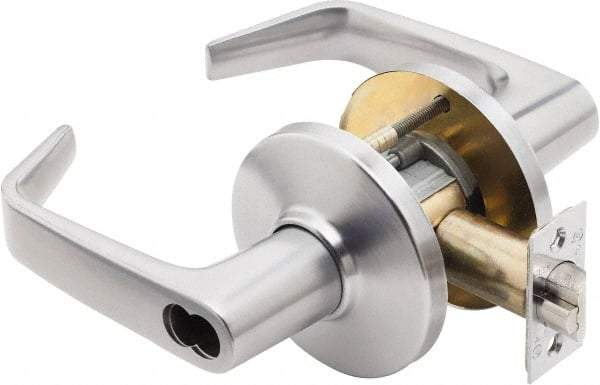 Best - Grade 1 Dormitory Lever Lockset - 2-3/4" Back Set, Keyless Cylinder, Brass Alloy, Satin Chrome Finish - Americas Industrial Supply