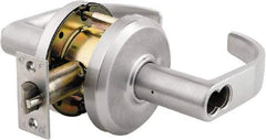 Stanley - Grade 2 Entrance Lever Lockset - 2-3/4" Back Set, Key In Lever Cylinder, Brass Alloy, Satin Chrome Finish - Americas Industrial Supply