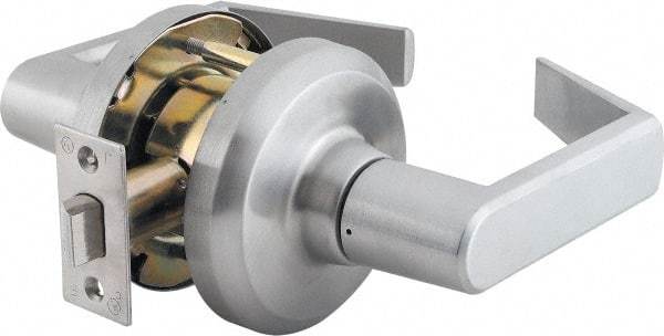 Stanley - Grade 1 Passage Lever Lockset - 2-3/4" Back Set, Keyless Cylinder, Brass Alloy, Satin Chrome Finish - Americas Industrial Supply