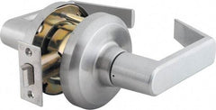 Stanley - Grade 1 Passage Lever Lockset - 2-3/4" Back Set, Keyless Cylinder, Brass Alloy, Satin Chrome Finish - Americas Industrial Supply