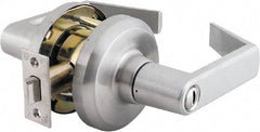 Stanley - Grade 1 Privacy Lever Lockset - 2-3/4" Back Set, Keyless Cylinder, Brass Alloy, Satin Chrome Finish - Americas Industrial Supply