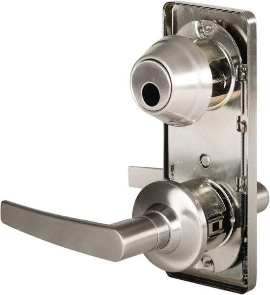 Stanley - Grade 2 Passage Lever Lockset - 2-3/4" Back Set, Keyless Cylinder, Brass Alloy, Nickel Finish - Americas Industrial Supply
