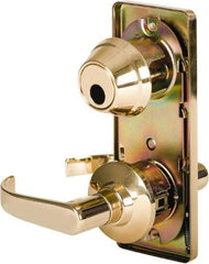 Stanley - Grade 2 Passage Lever Lockset - 2-3/4" Back Set, Keyless Cylinder, Brass Alloy, Bright Brass Finish - Americas Industrial Supply