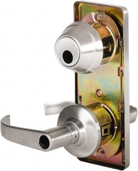 Stanley - Grade 2 Entry Lever Lockset - 2-3/4" Back Set, Key In Lever Cylinder, Brass Alloy, Satin Chrome Finish - Americas Industrial Supply