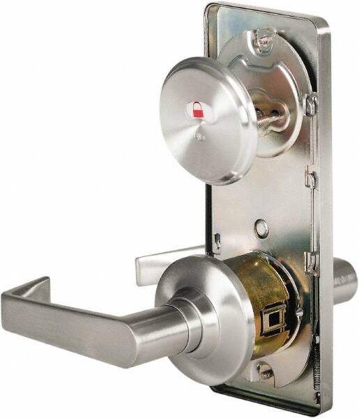 Stanley - Grade 2 Passage Lever Lockset - 2-3/4" Back Set, Keyless Cylinder, Brass Alloy, Satin Chrome Finish - Americas Industrial Supply