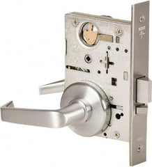 Best - Grade 1 Storeroom Lever Lockset - 2-3/4" Back Set, Keyless Cylinder, Brass Alloy, Satin Chrome Finish - Americas Industrial Supply