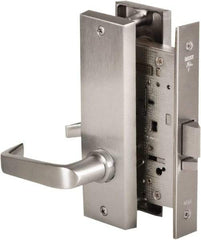 Stanley - Grade 1 Storeroom Lever Lockset - 2-3/4" Back Set, Best SFIC Cylinder, Brass Alloy, Satin Chrome Finish - Americas Industrial Supply