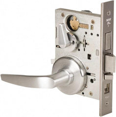Stanley - Grade 1 Office Lever Lockset - 2-3/4" Back Set, Best SFIC Cylinder, Brass Alloy, Satin Chrome Finish - Americas Industrial Supply