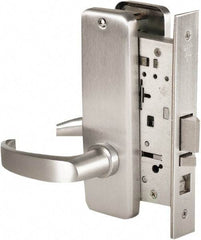 Stanley - Grade 1 Office Lever Lockset - 2-3/4" Back Set, Best SFIC Cylinder, Brass Alloy, Satin Chrome Finish - Americas Industrial Supply