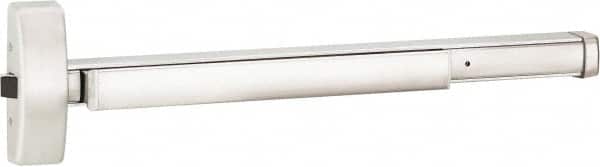 Precision - 48" OAL Right Hand Reverse Unrated Flatbar - 32 to 48" Door Width, Satin Stainless Steel Finish, Grade 1, 2100 Series - Americas Industrial Supply