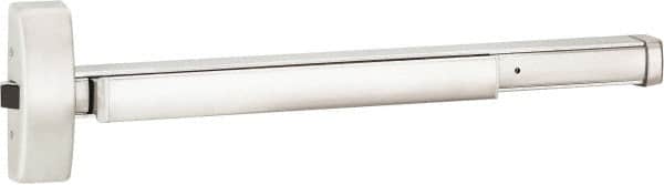 Precision - 36" OAL Right Hand Reverse Unrated Flatbar - 32 to 36" Door Width, Satin Stainless Steel Finish, Grade 1, 2100 Series - Americas Industrial Supply