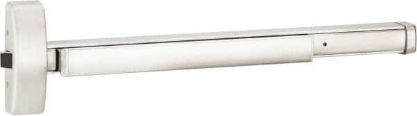 Precision - 48" OAL Right Hand Reverse Unrated Flatbar - 32 to 48" Door Width, Satin Stainless Steel Finish, Grade 1, 2100 Series - Americas Industrial Supply