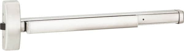 Precision - 48" OAL Right Hand Reverse Fire Rated Flatbar - 32 to 48" Door Width, Satin Stainless Steel Finish, Grade 1, Apex Series - Americas Industrial Supply