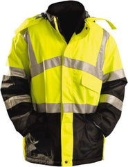 OccuNomix - Size M Cold Weather Parka - High Visbility Yellow, Polyester, Zipper Closure - Americas Industrial Supply