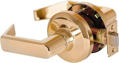 Stanley - Grade 1 Passage Lever Lockset - 2-3/4" Back Set, Keyless Cylinder, Brass Alloy, Bright Brass Finish - Americas Industrial Supply
