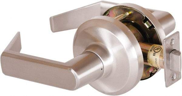Stanley - Grade 1 Passage Lever Lockset - 2-3/4" Back Set, Keyless Cylinder, Brass Alloy, Satin Nickel Finish - Americas Industrial Supply