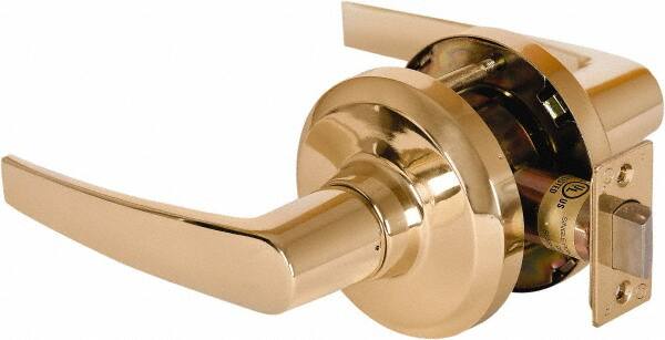 Stanley - Grade 1 Passage Lever Lockset - 2-3/4" Back Set, Keyless Cylinder, Brass Alloy, Bright Brass Finish - Americas Industrial Supply