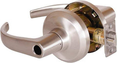 Stanley - Grade 1 Entrance Lever Lockset - 2-3/4" Back Set, Key In Lever Cylinder, Brass Alloy, Satin Nickel Finish - Americas Industrial Supply