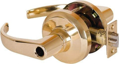Stanley - Grade 1 Entrance Lever Lockset - 2-3/4" Back Set, Key In Lever Cylinder, Brass Alloy, Bright Brass Finish - Americas Industrial Supply