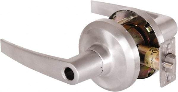 Stanley - Grade 1 Entrance Lever Lockset - 2-3/4" Back Set, Key In Lever Cylinder, Brass Alloy, Satin Chrome Finish - Americas Industrial Supply