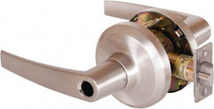 Stanley - Grade 1 Entrance Lever Lockset - 2-3/4" Back Set, Key In Lever Cylinder, Brass Alloy, Satin Nickel Finish - Americas Industrial Supply
